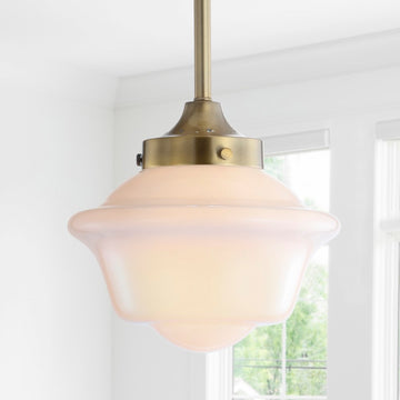 Kurtz School House Adjustable Drop Metal/Glass LED Pendant - JONATHAN Y
